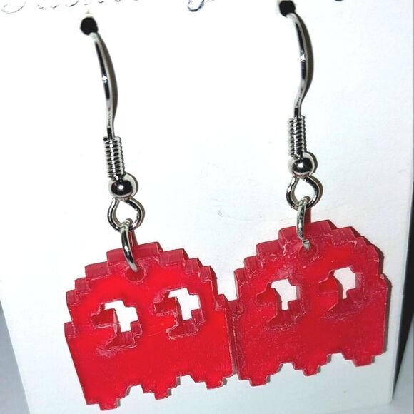 Red Retro game cartoon earrings - Picture 3 of 4